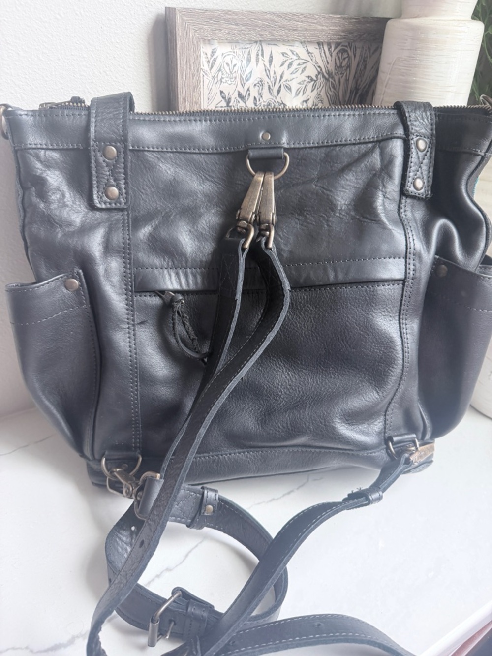Nena & Co Medium The Perfect Bag Black Leather with birds - Picture 4 of 4